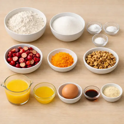 Ingredients for Zesty Orange Cranberry Bread