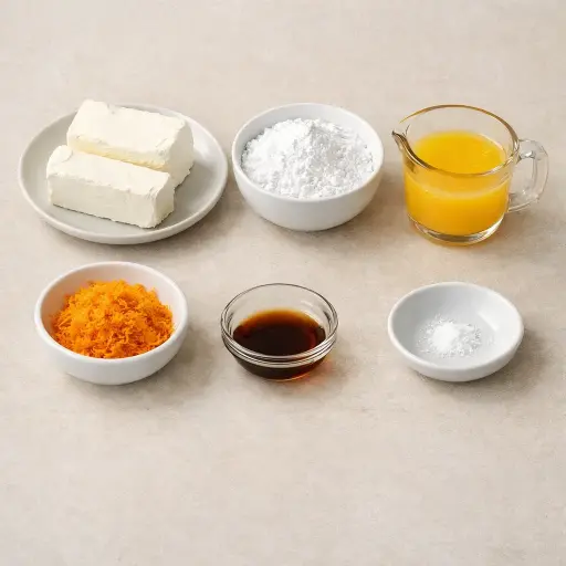 Ingredients for Zesty Orange Cream Cheese Fruit Dip
