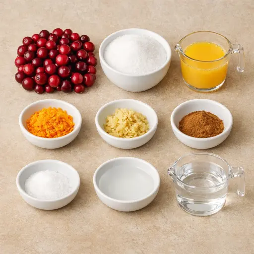 Ingredients for Zesty Orange Ginger Cranberry Sauce