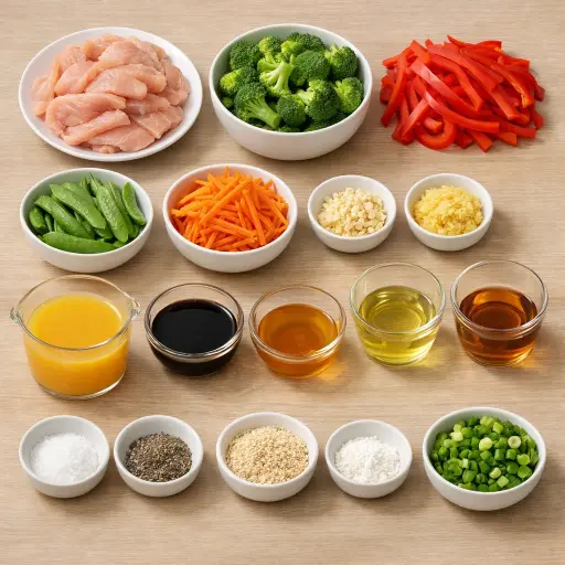 Ingredients for Zesty Orange Ginger Stir Fry
