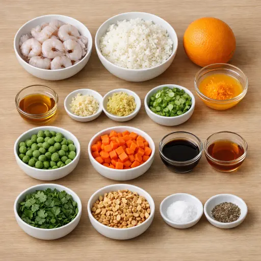 Ingredients for Zesty Orange Shrimp Fried Rice