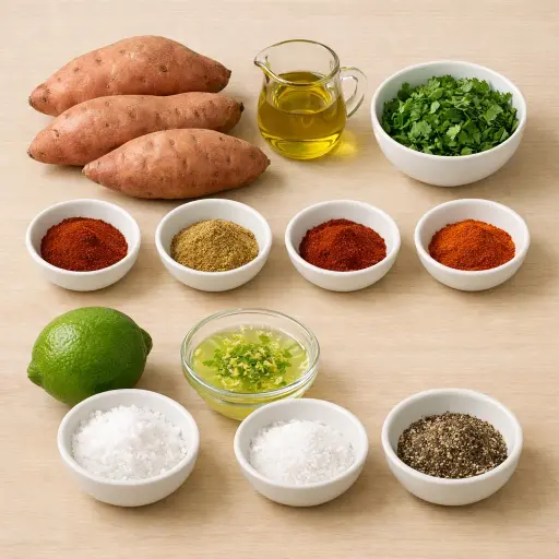 Ingredients for Zesty Oven Roasted Sweet Potatoes with Lime and Chili