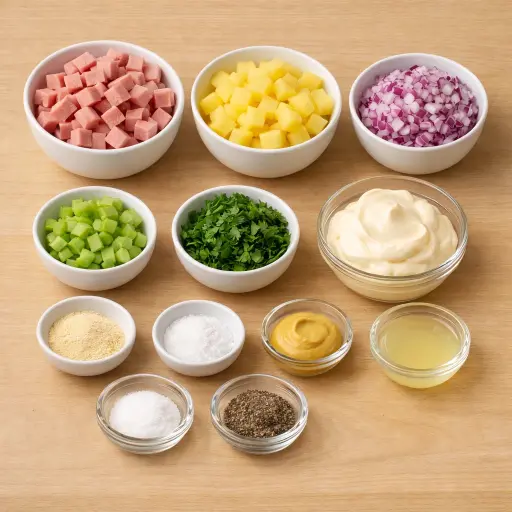 Ingredients for Zesty Pineapple Ham Salad