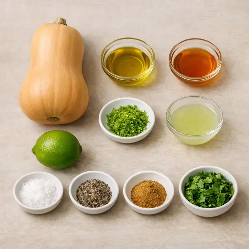 Ingredients for Zesty Roasted Butternut Squash with Honey Lime Glaze