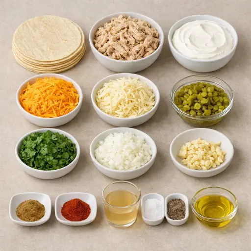 Ingredients for Zesty Sour Cream Enchiladas