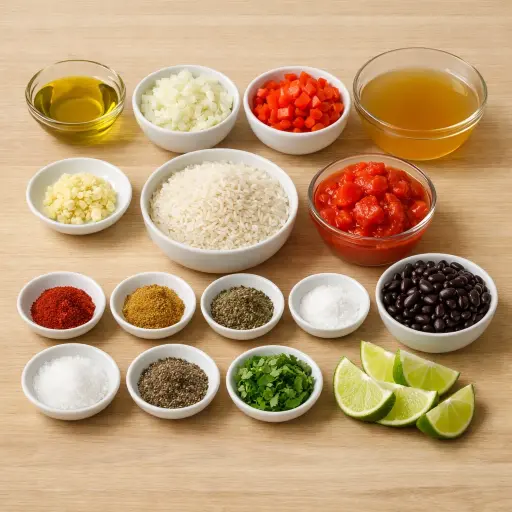 Ingredients for Zesty Spanish Rice with Black Beans