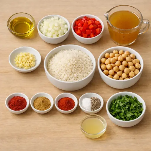 Ingredients for Zesty Spanish Rice with Chickpeas