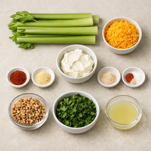 Ingredients for Zesty Stuffed Celery Boats