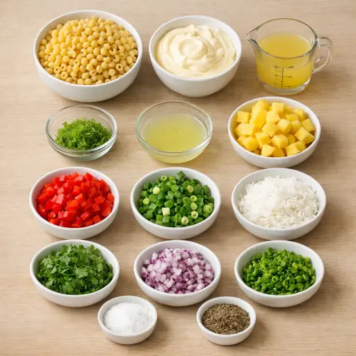 Ingredients for Zesty Tropical Macaroni Salad