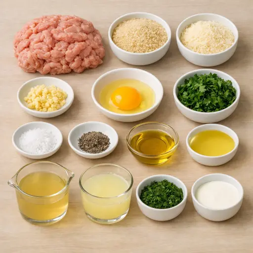 Ingredients for Zesty Turkey Meatballs with Lemon Herb Sauce