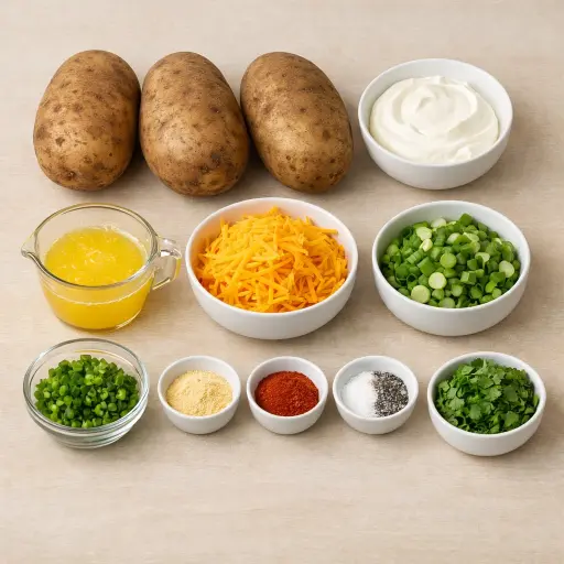 Ingredients for Zesty Twice Baked Potatoes