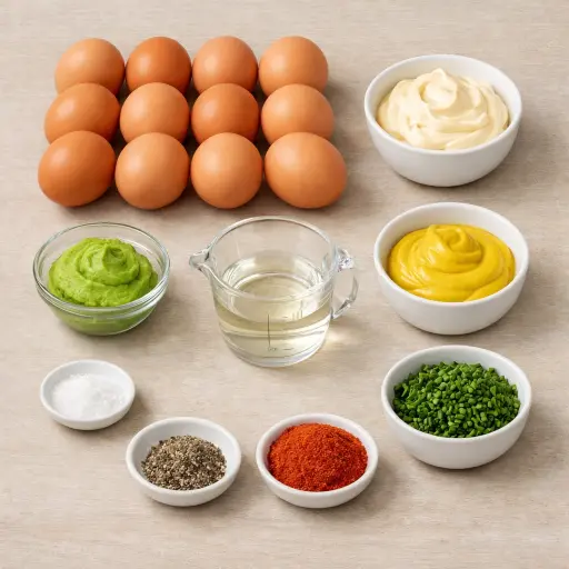 Ingredients for Zesty Wasabi Deviled Eggs