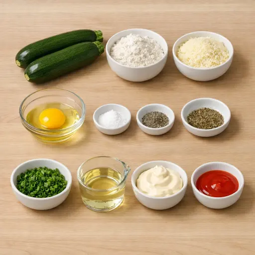 Ingredients for Zucchini Fritters with Spicy Sriracha Mayo