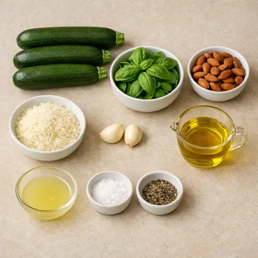 Ingredients for Zucchini Noodles with Almond Pesto