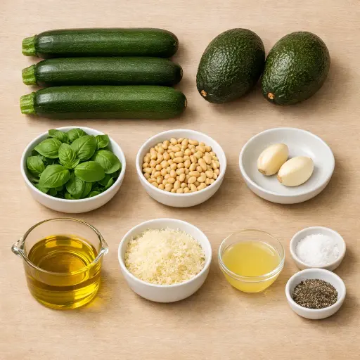 Ingredients for Zucchini Noodles with Avocado Pesto