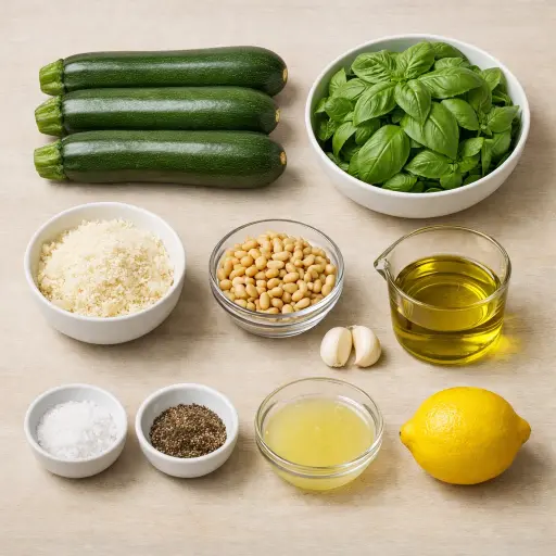 Ingredients for Zucchini Noodles with Pesto
