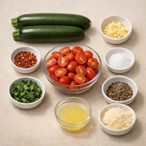 Ingredients for Zucchini Noodles with Tomato Basil Sauce