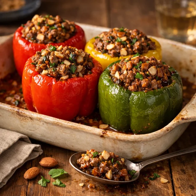 Almond and Herb Stuffed Bell Peppers