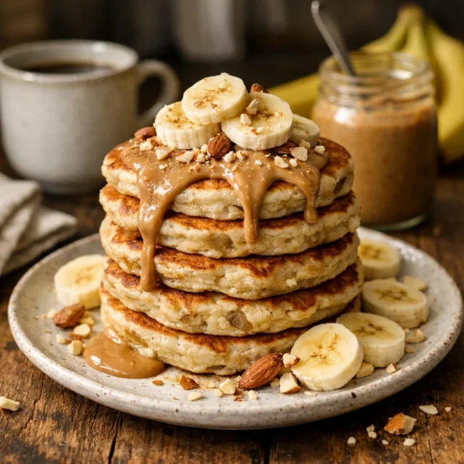 Almond Butter Banana Pancakes