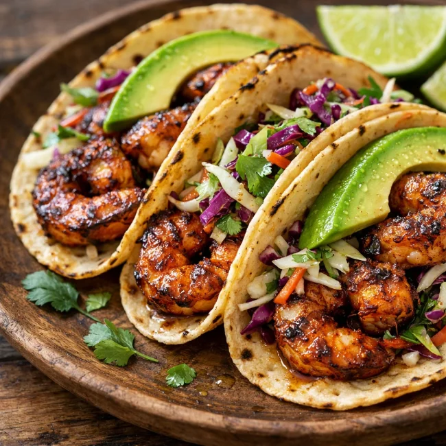 Ancho Chili Grilled Shrimp Tacos