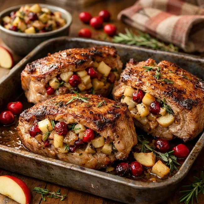 Apple & Cranberry Stuffed Pork Chops