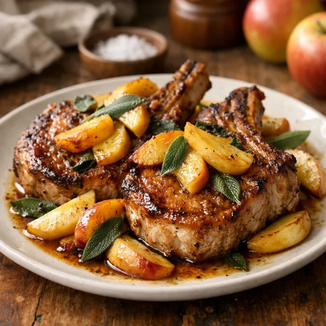 Autumn Apple and Sage Pork Chops