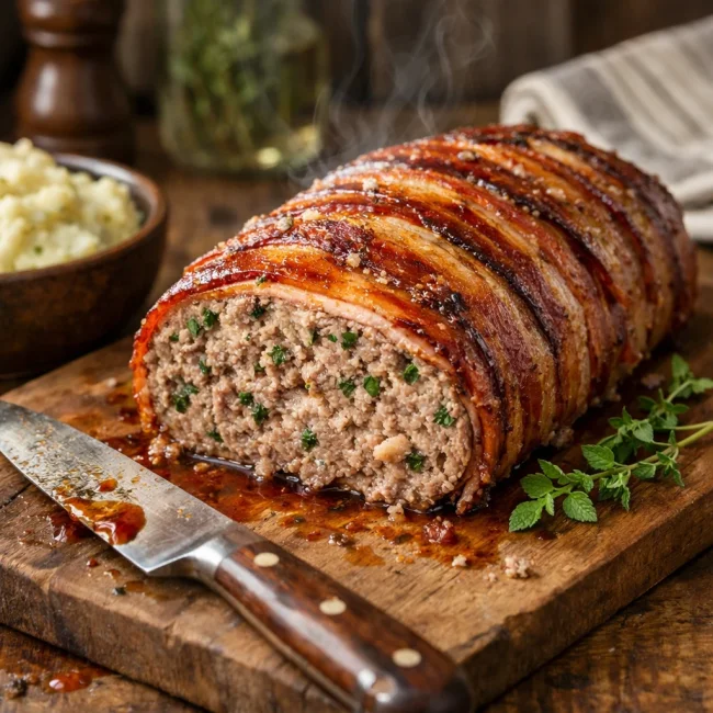 Bacon-Wrapped Herb Meatloaf
