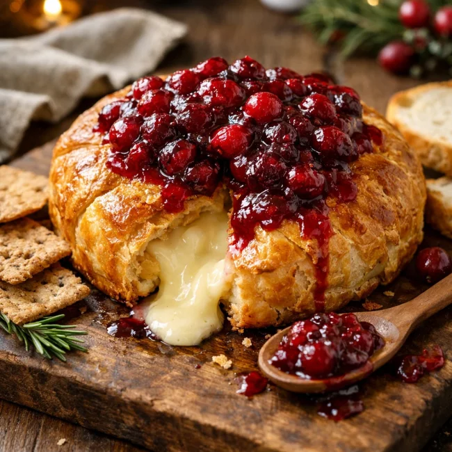 Baked Brie with Cranberry Sauce