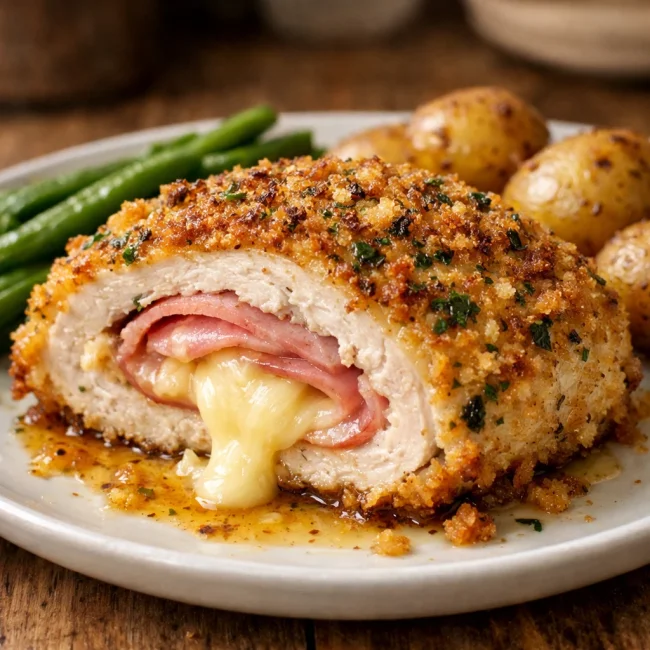 Baked Chicken Cordon Bleu with Herbed Crust