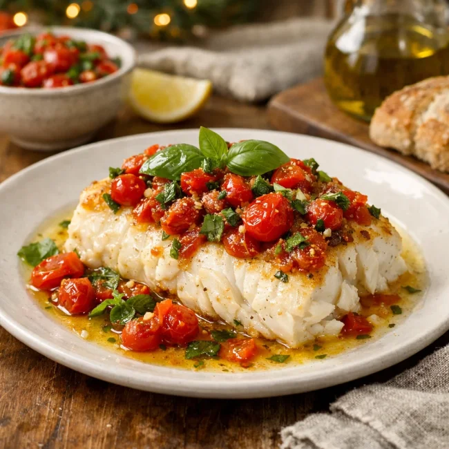 Baked Cod with Tomato and Basil