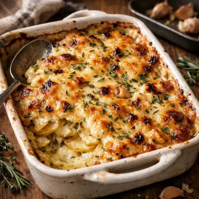 Baked Herb & Garlic Cheesy Potatoes