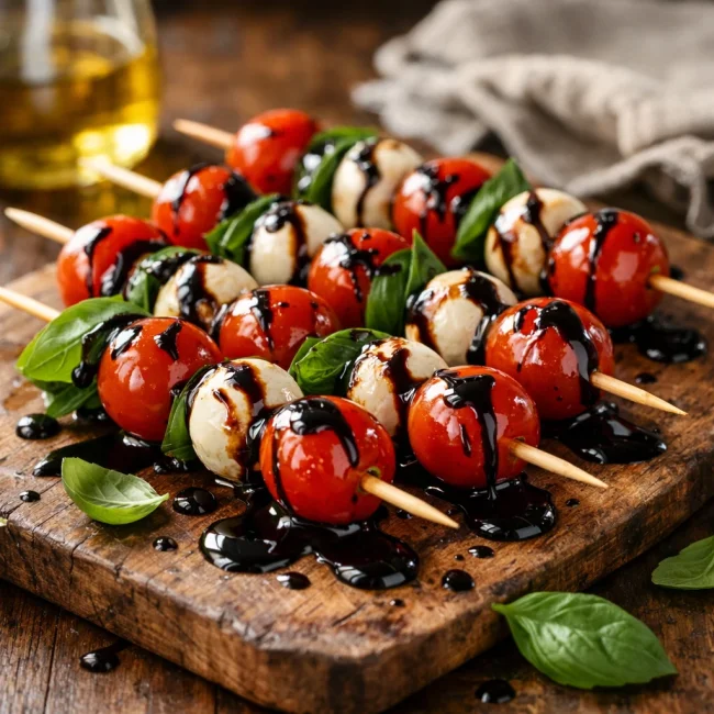 Balsamic Glazed Caprese Skewers