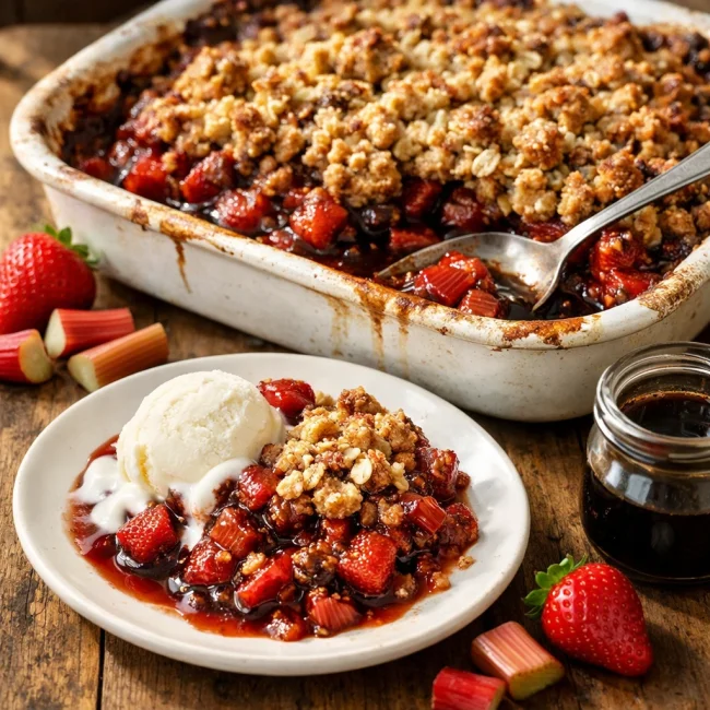 Balsamic Strawberry Rhubarb Crisp