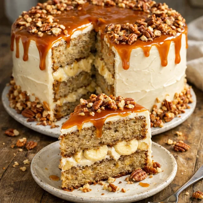 Banana Caramel Crunch Cake