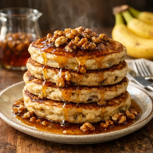Banana Pancakes with Walnut Syrup