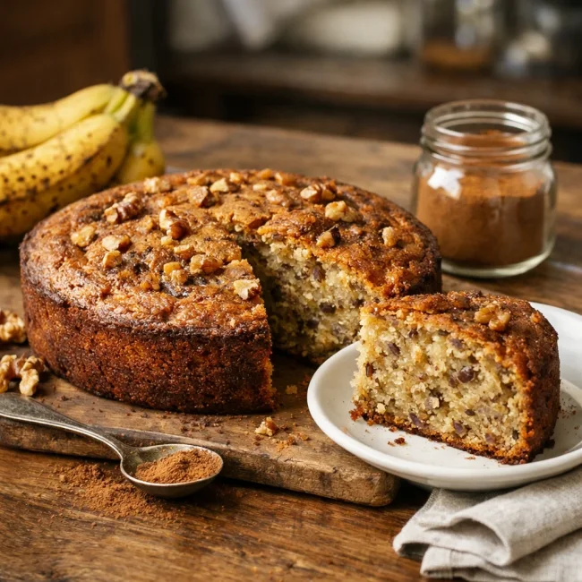 Banana Walnut Cinnamon Cake