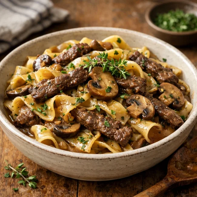 Beef and Mushroom Herbed Noodles