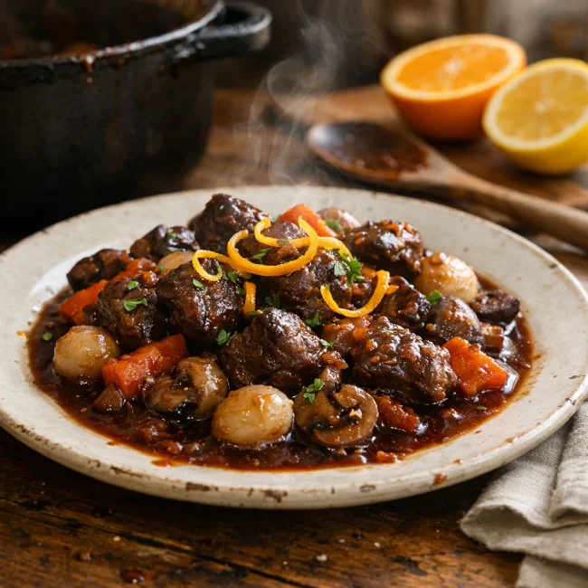 Beef Bourguignon with a Citrus Zest