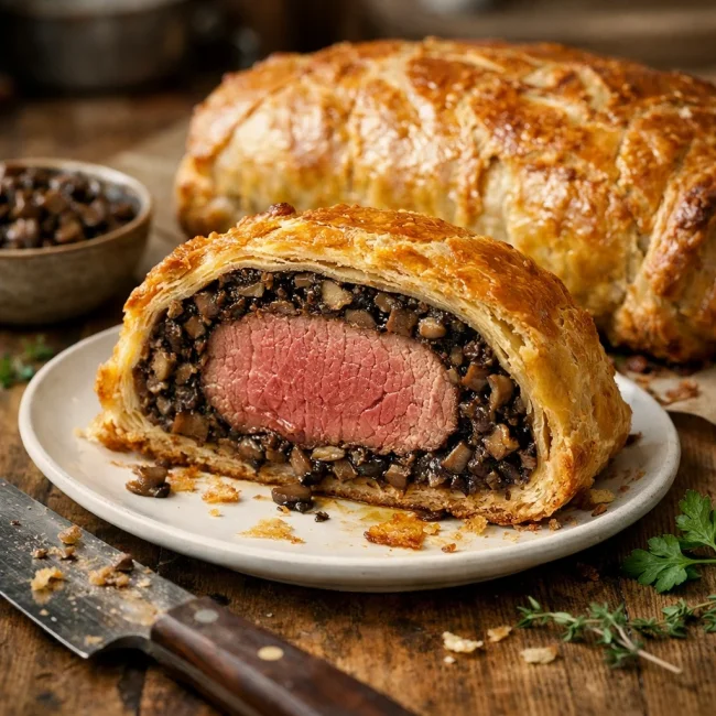 Beef Wellington with Wild Mushroom Duxelles