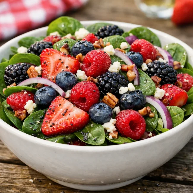 Berry and Spinach Salad with Poppy Seed Dressing