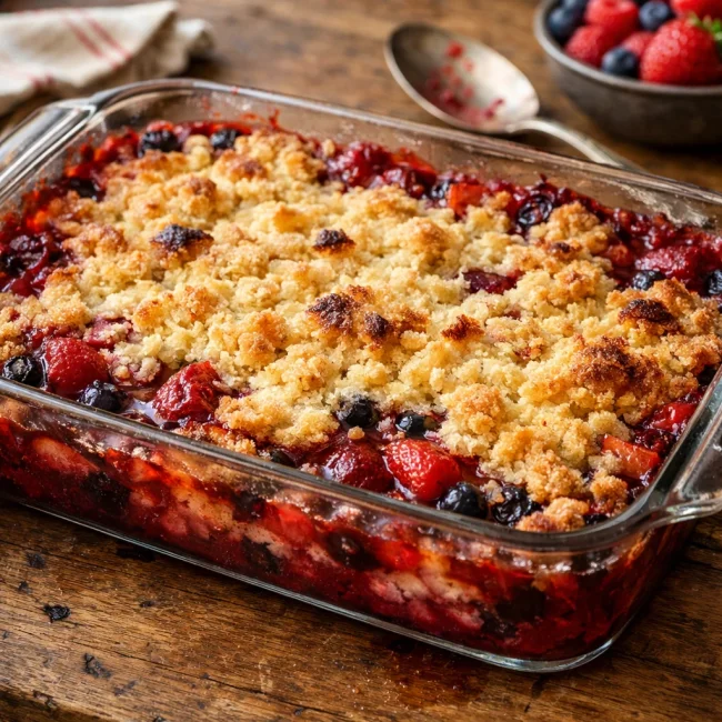 Berry Rhubarb Delight Dump Cake