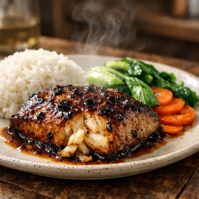 Black Garlic and Miso Marinated Cod