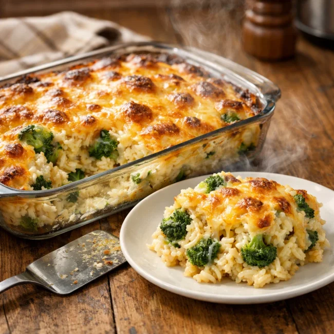 Broccoli and Cheese Rice Bake