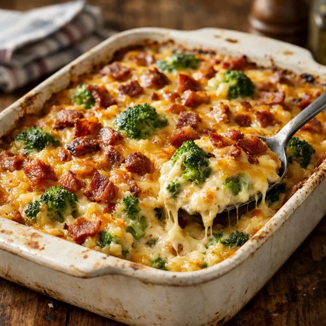 Broccoli Cheddar Bacon Casserole