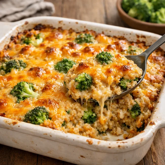 Broccoli Cheddar Quinoa Bake