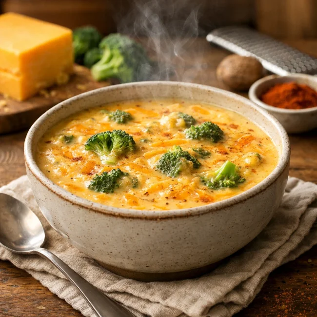 Broccoli Cheddar Soup with a Twist