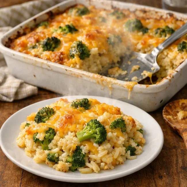 Broccoli Cheese Rice Bake