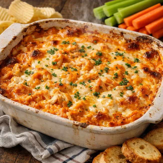 Buffalo Chicken Dip with a Cheesy Ranch Twist
