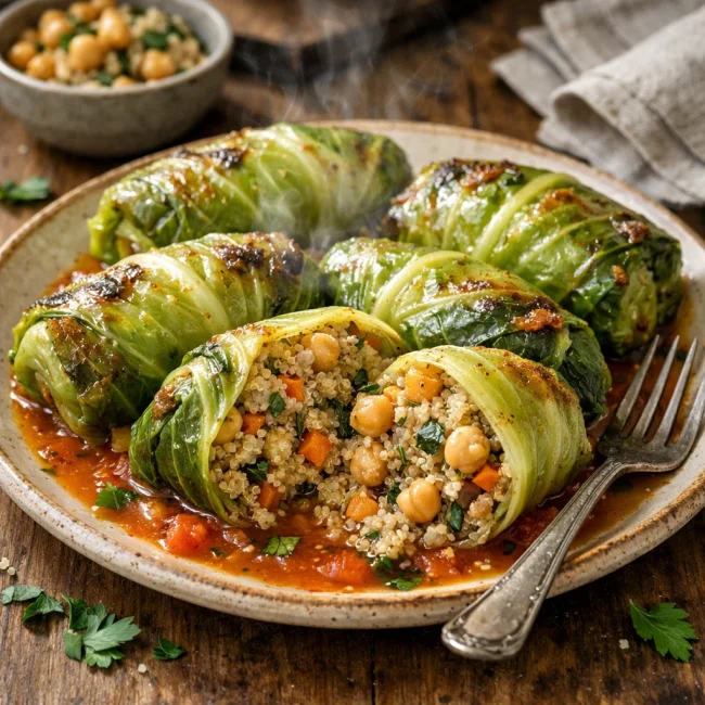 Cabbage Rolls with Quinoa and Chickpeas