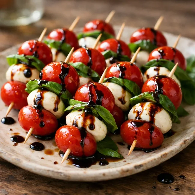 Caprese Skewers with Balsamic Glaze
